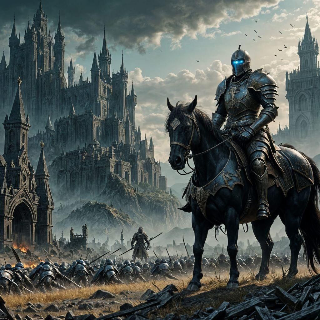 Undead Knight on Battlefield: Epic Fantasy Art