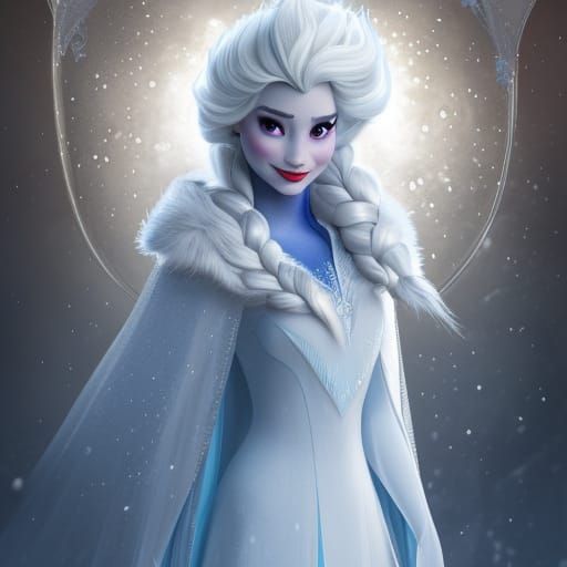 Majestic Snow Queen on Ice Throne Concept Art