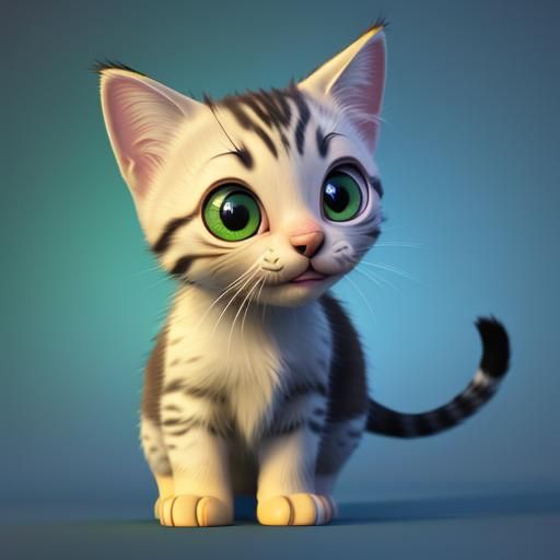 Happy Kitten: Pixar-Style 3D Digital Art