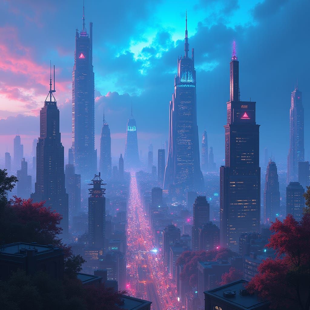 Futuristic USA Metropolis in 2200, Digital Art