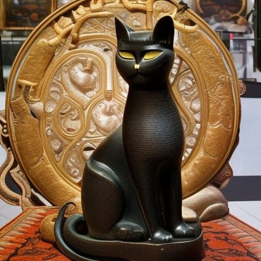 Whimsical Cat Gods in Steampunk Museum