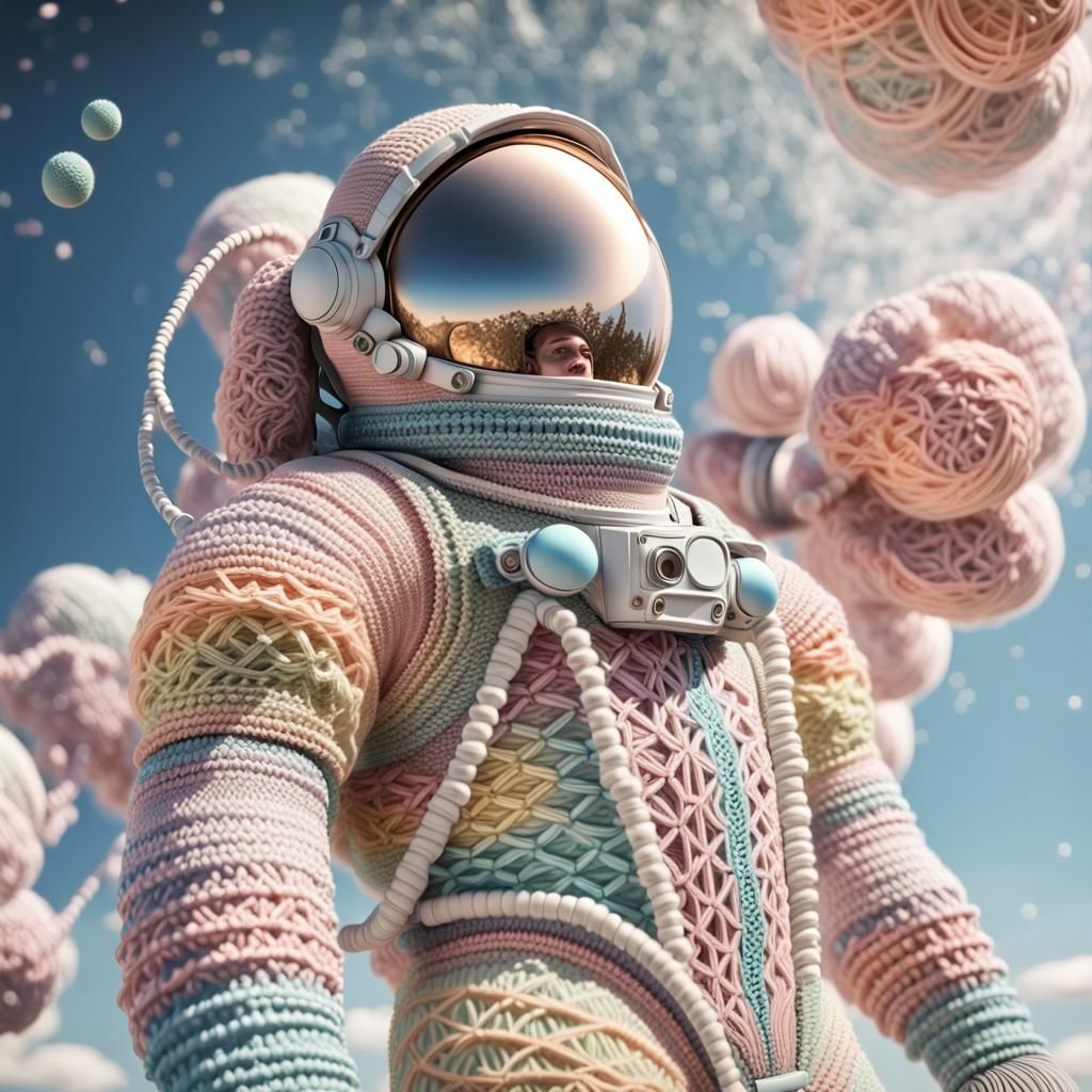 Knitted Wool Spacesuit for Crochet Astronaut
