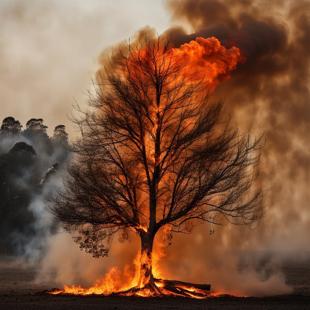 Tree Ablaze: A Fiery Spectacle
