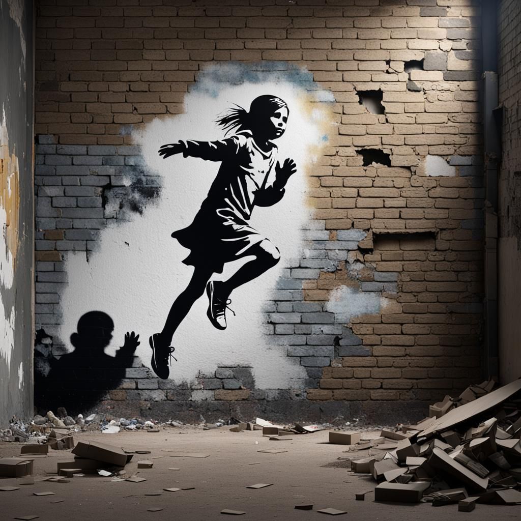 Ghostly Reflection: Banksy-Inspired Portrait of Loss