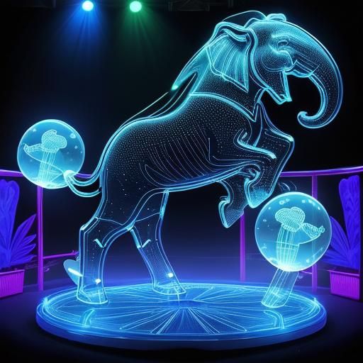Bioluminescent Elephants Dancing in Circus Musical