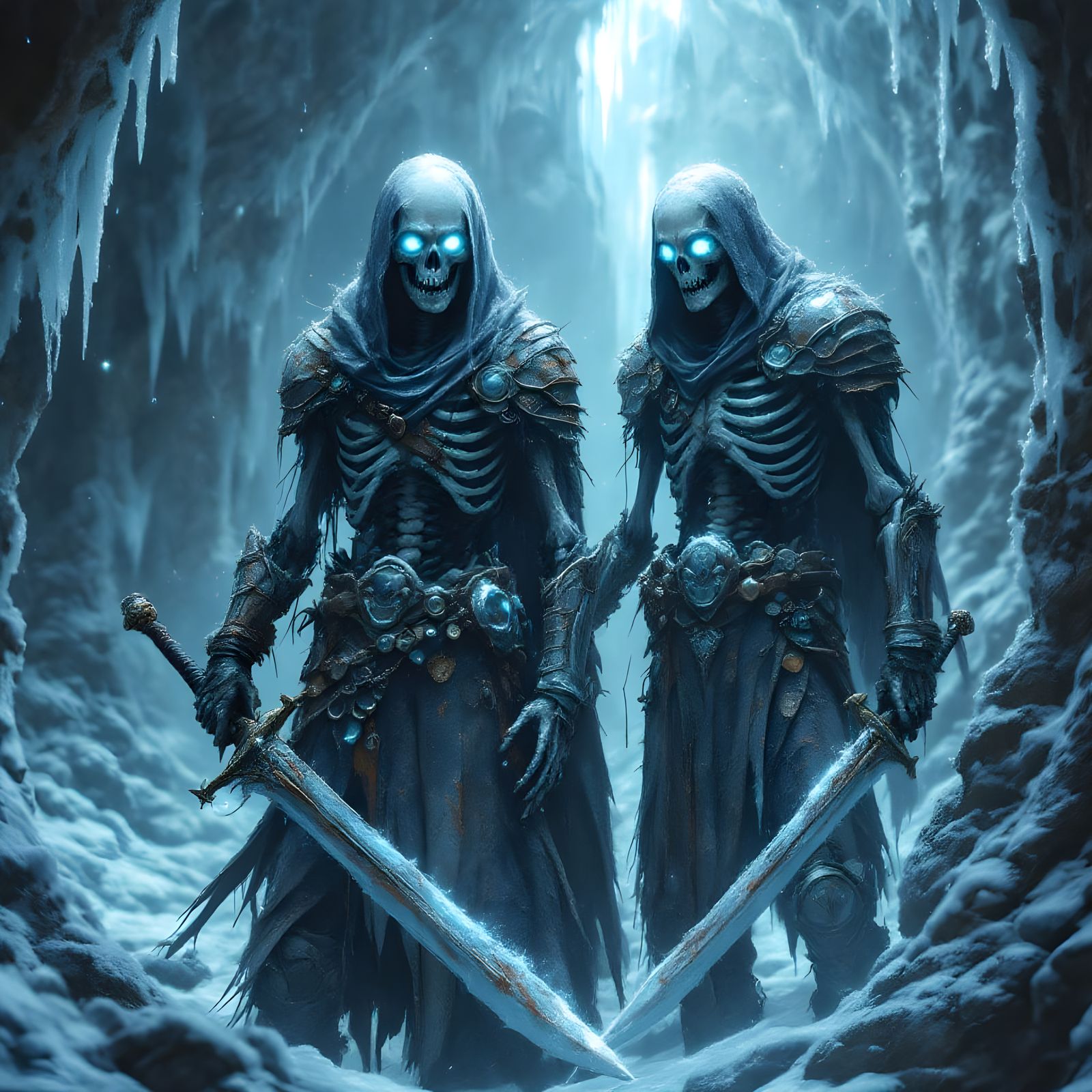 Icy Skeleton Warriors in Eldritch Dungeon