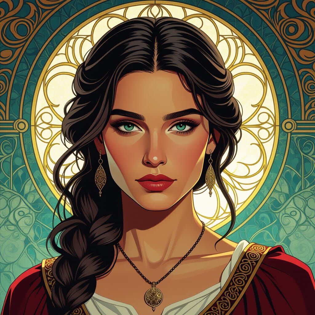 Roma: Detailed Portrait in Art Nouveau & Fantasy Style
