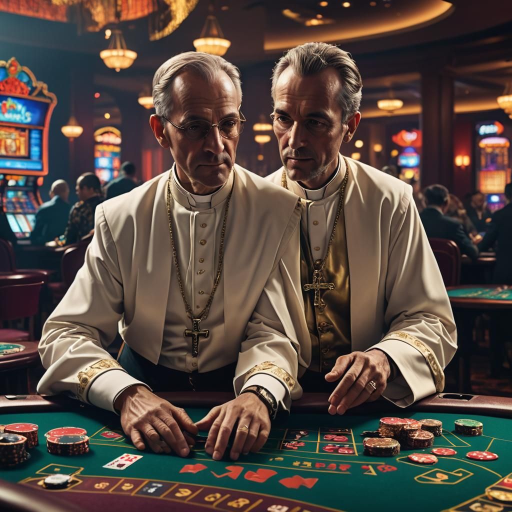 Priest Gambling at Casino: Fantasy Concept Art