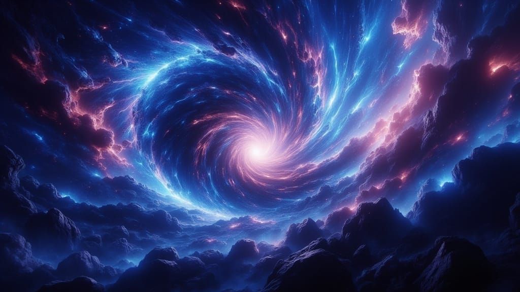 Surreal Cosmic Tapestry Unfolds in Swirling Vortex of Blues ...