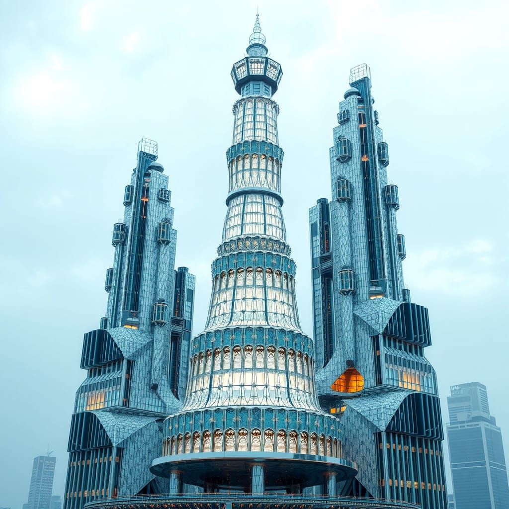 Futuristic Crystal Skyscraper Inspired by Wedding Cake