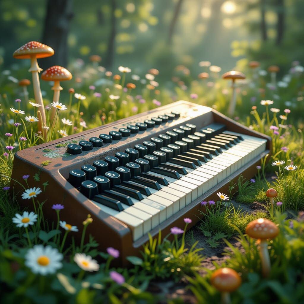 Surreal Keyboard Meadow: A Digital Painterly Scene