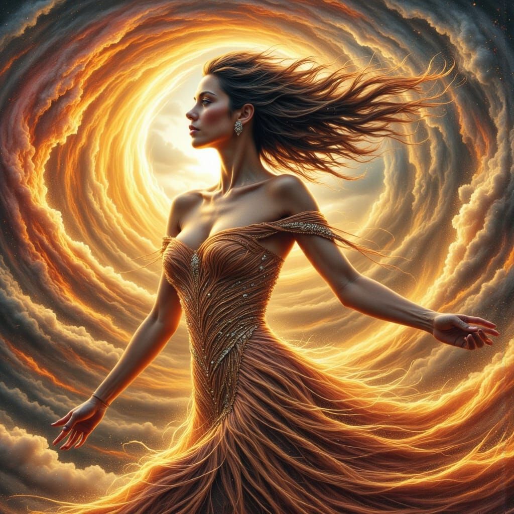 Majestic Woman in a Swirling Vortex of Colour