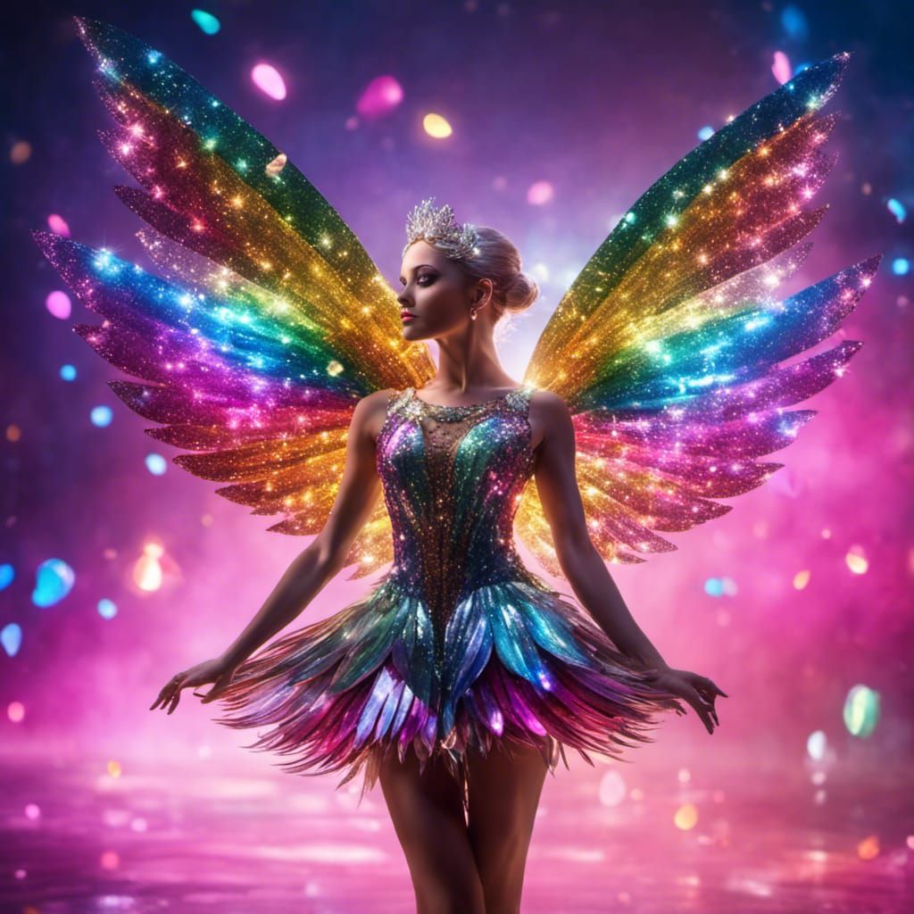 Glittering Fairy Dance on Ice with Tourmaline Wings