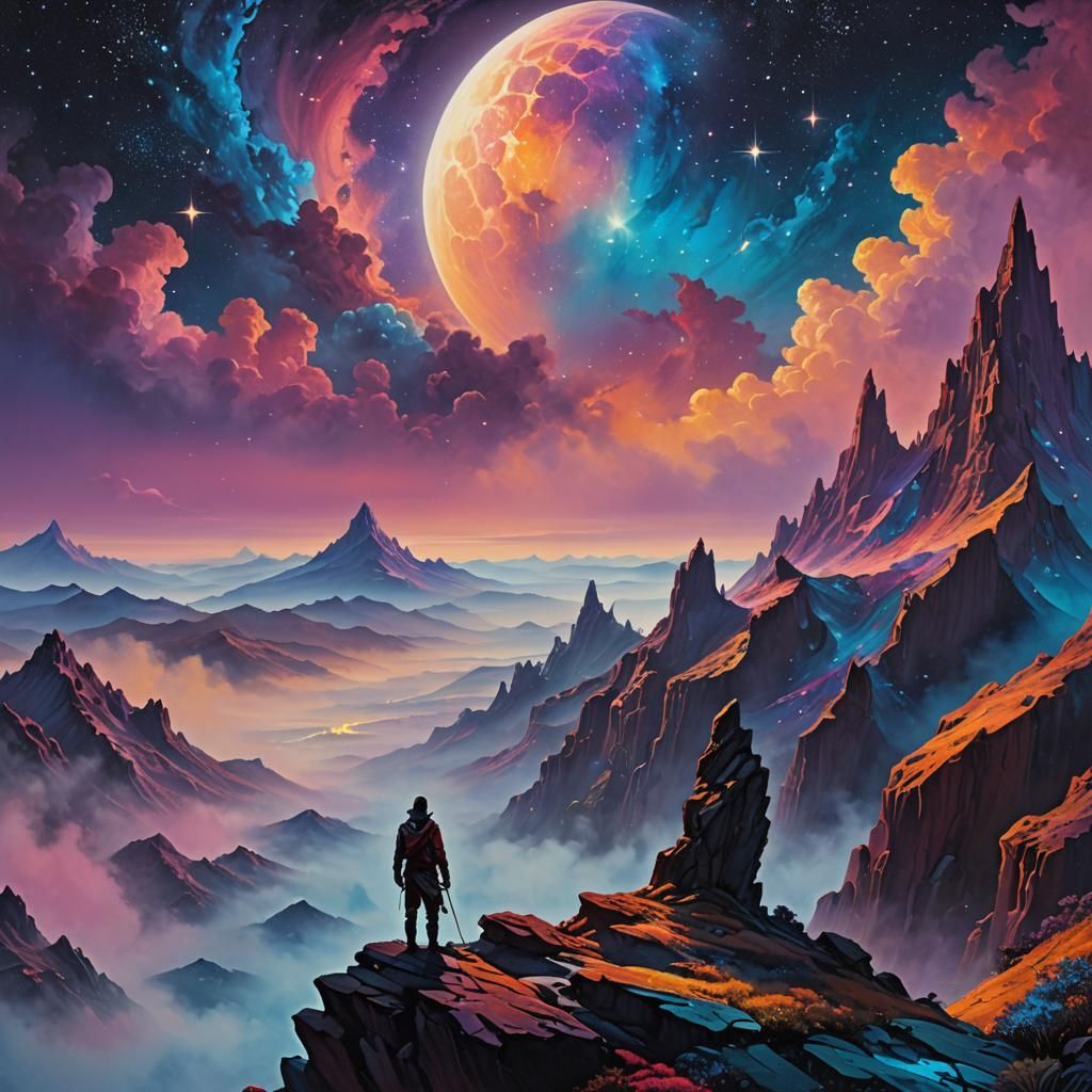 Surreal Starry Night Dreamscape Landscape