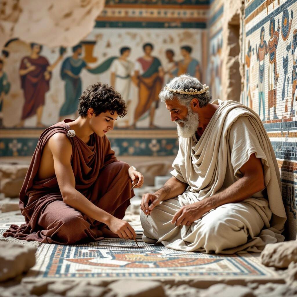 Daily life in ancient rome: The young artist plans a mosaic ...