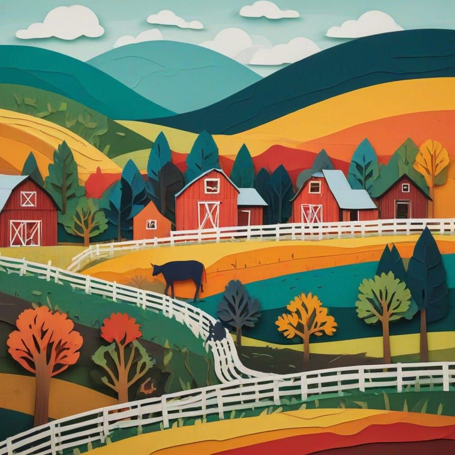Vibrant Collage Farm Scene