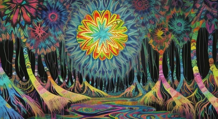 Vibrant Tie-Dye Artwork in Free-Flowing Expression with Psyc...