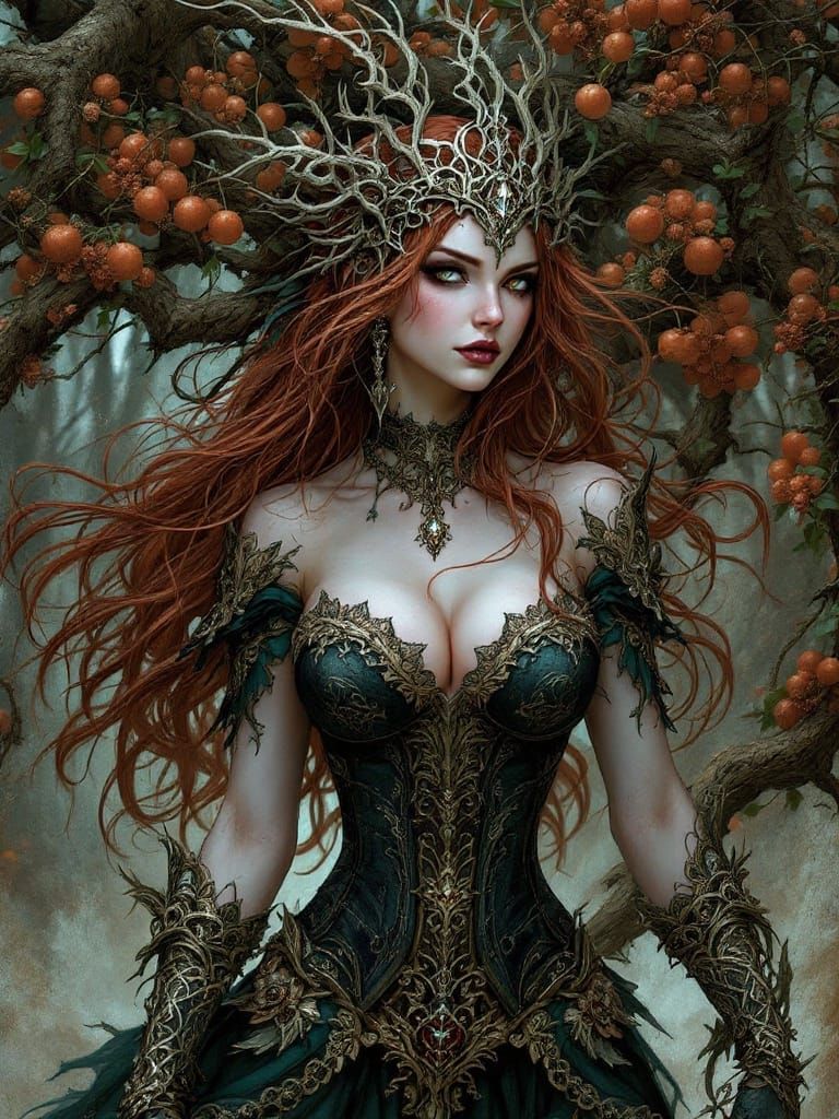 Red-Haired Hedge Witch Digital Art
