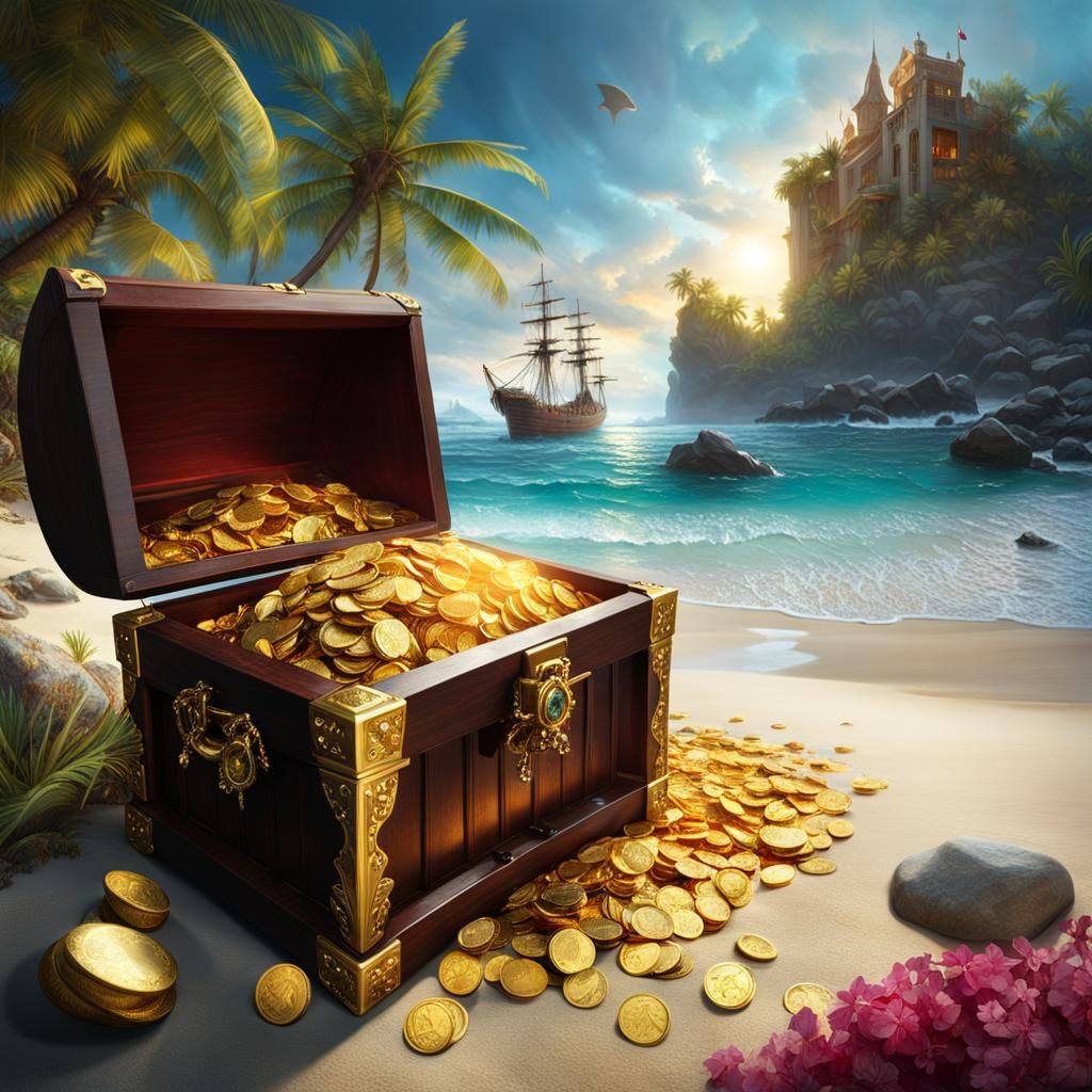 Treasure chest floated ashore from a shipwreck.