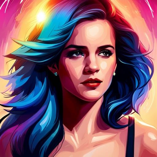 Emma Watson Portrait with Smoke and Sparkles