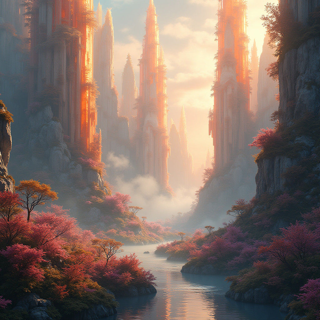 Ethereal Crystal Landscape in Matte Painting Style