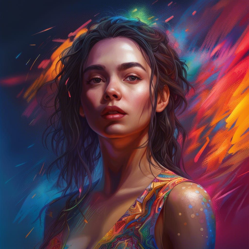 Mystical Girl Portrait in Hyperrealistic Splash Art Style