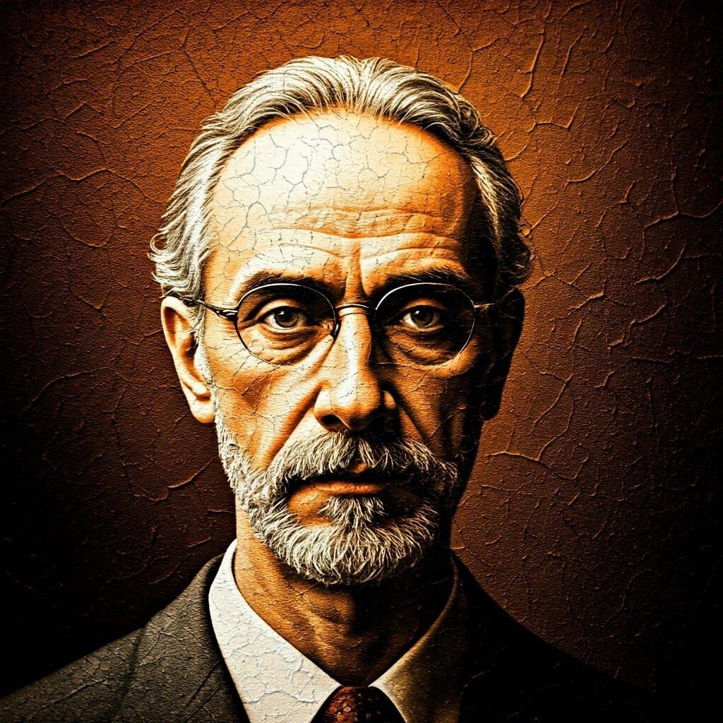 Volumetric Lighting Portrait in Vintage Craquelure Style