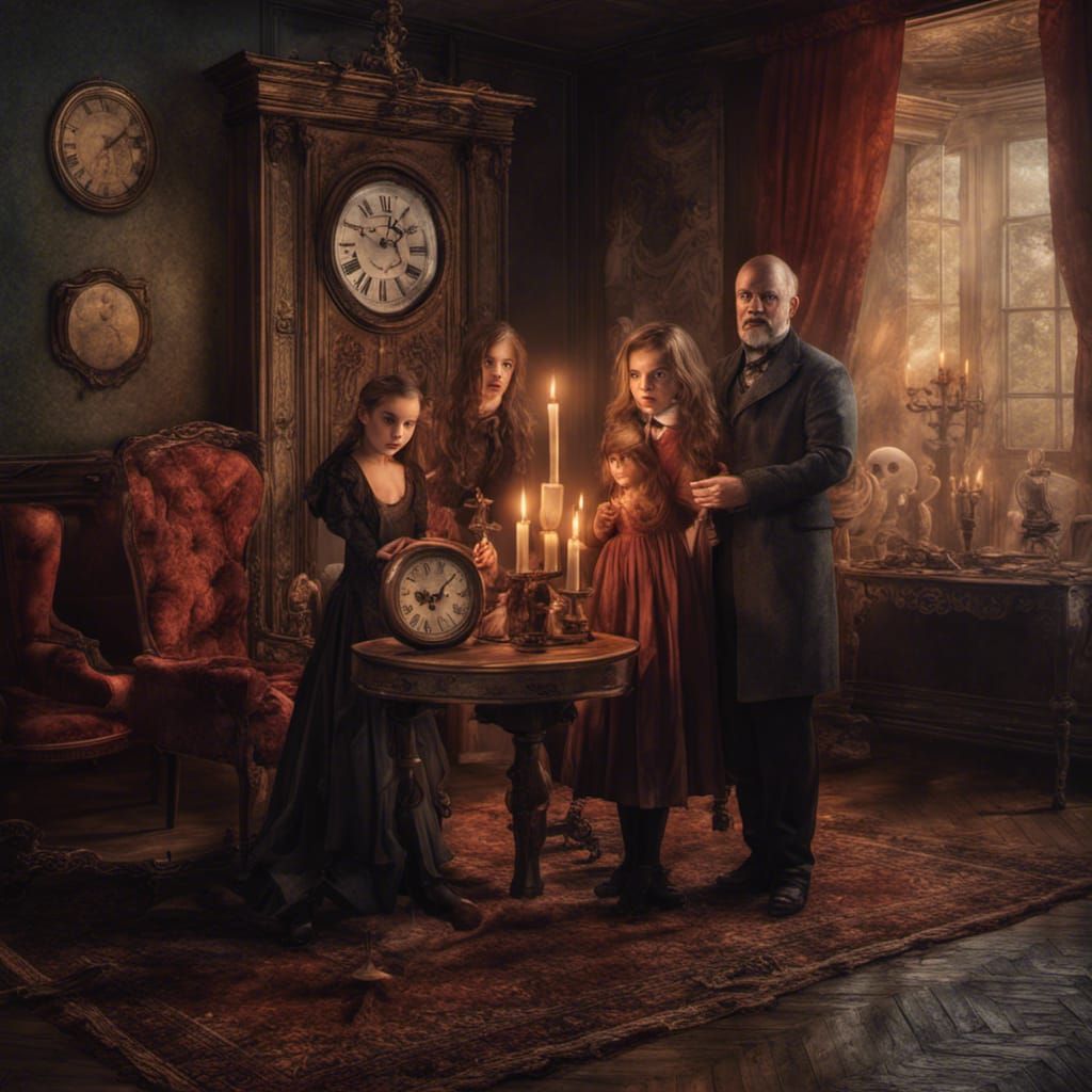 Eerie Family Portrait in 19th Century Mansion