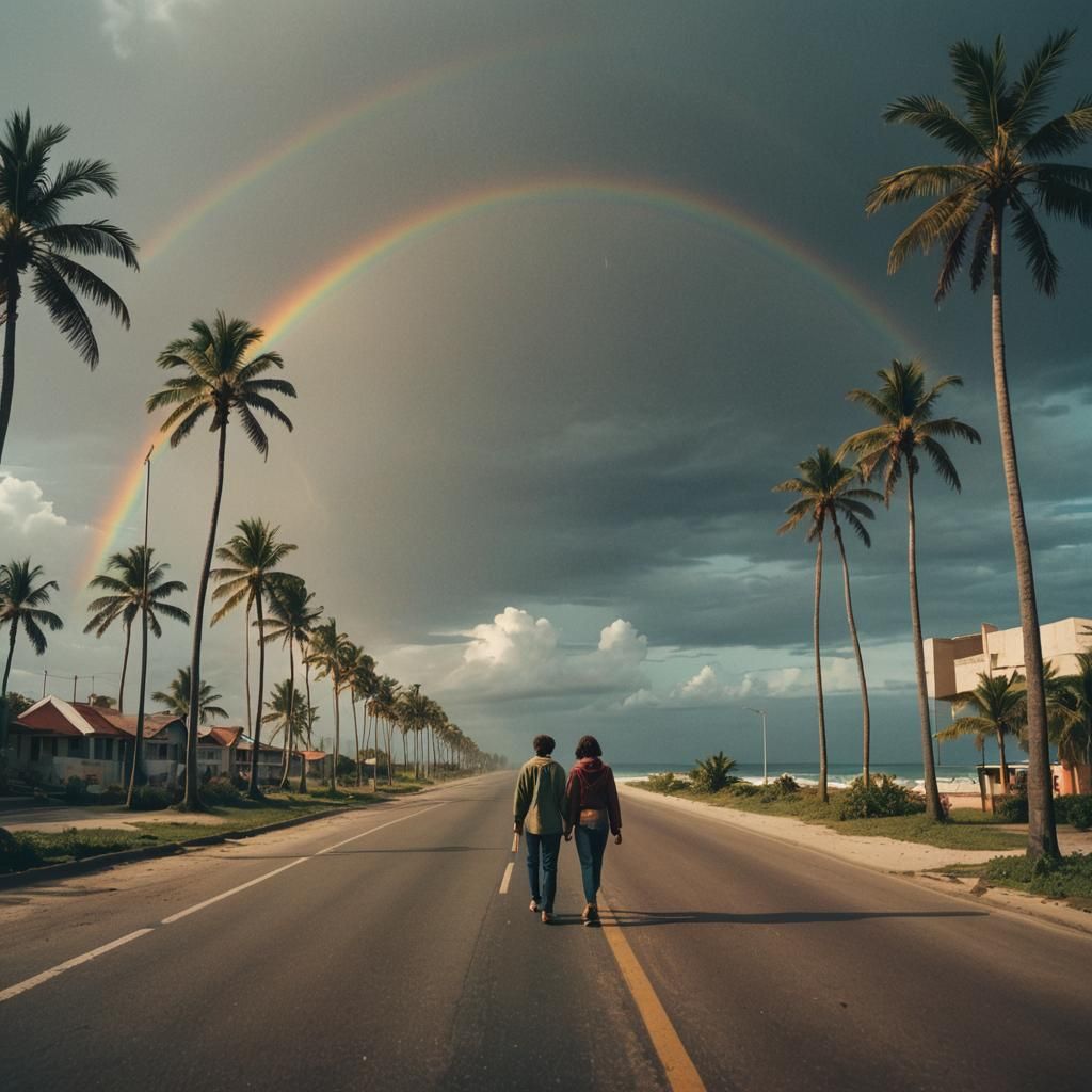 Hopeful Beach Escape: Cinematic Film Still