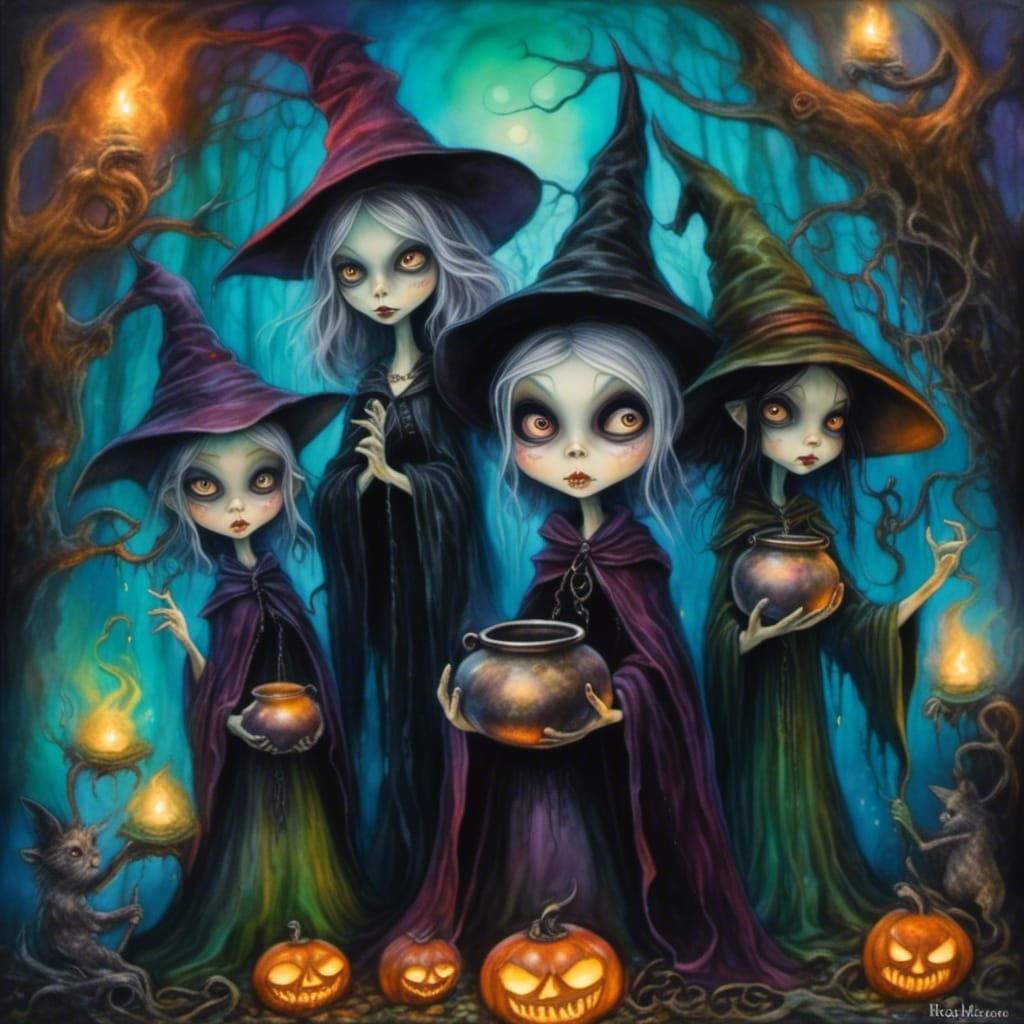 Mystical Witches Brew Dark Fantasy Scene