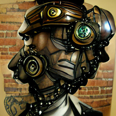 Steampunk Cyborg Bust with Intricate Details