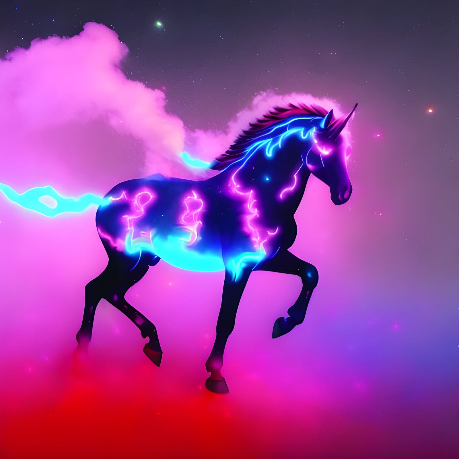 Cosmic Unicorn in Psychedelic Glitchcore Style