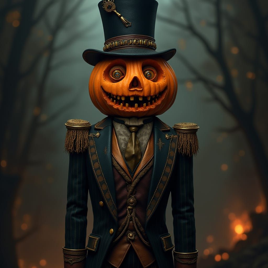 Voodoo Pumpkin Nutcracker in Pinstripe Suit