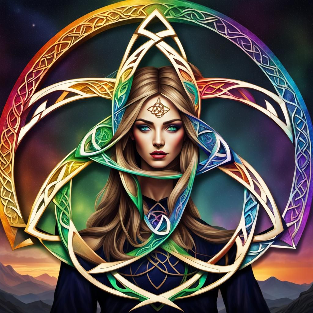 Rainbow Triquetra with Sacred Geometry