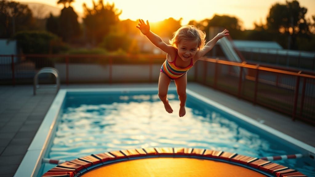 Dramatic Dive: Olympic Athlete in Golden Sunset