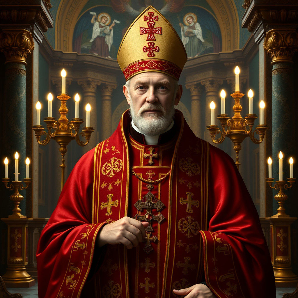 Byzantine Bishop in Ornate Chapel