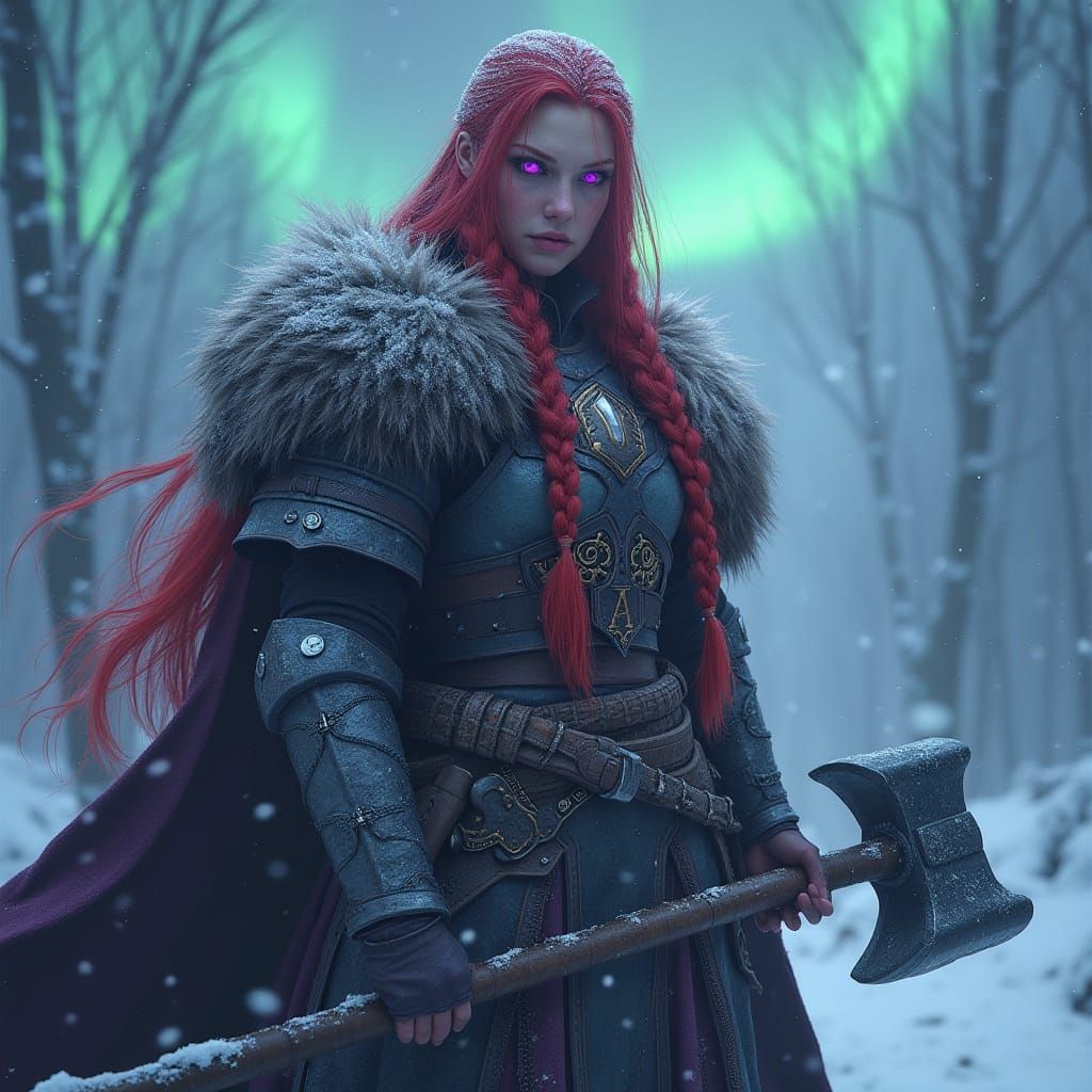 Viking Shield Maiden Sigrid in Snowy Northern Wilderness