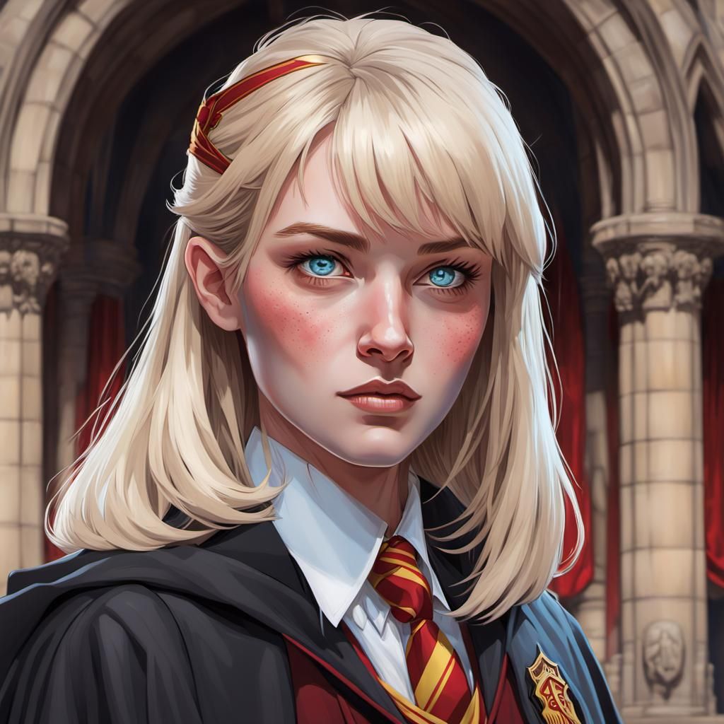 Girl in Hogwarts Uniform, Detailed Digital Portrait