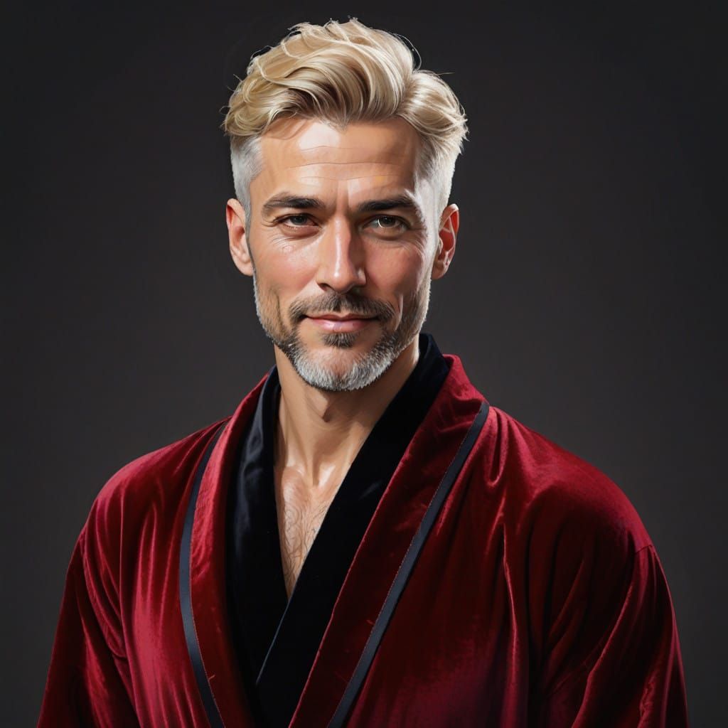 Joyful Gentleman in Velvet Robe