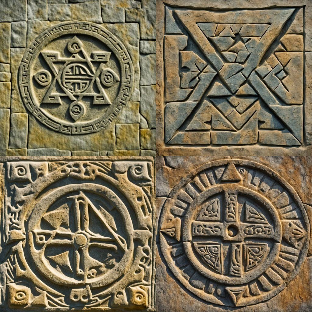 Weathered Stone Ancient Symbol Relief