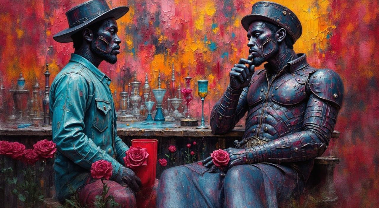 Abstract Oil Painting with Hyperrealistic Textures