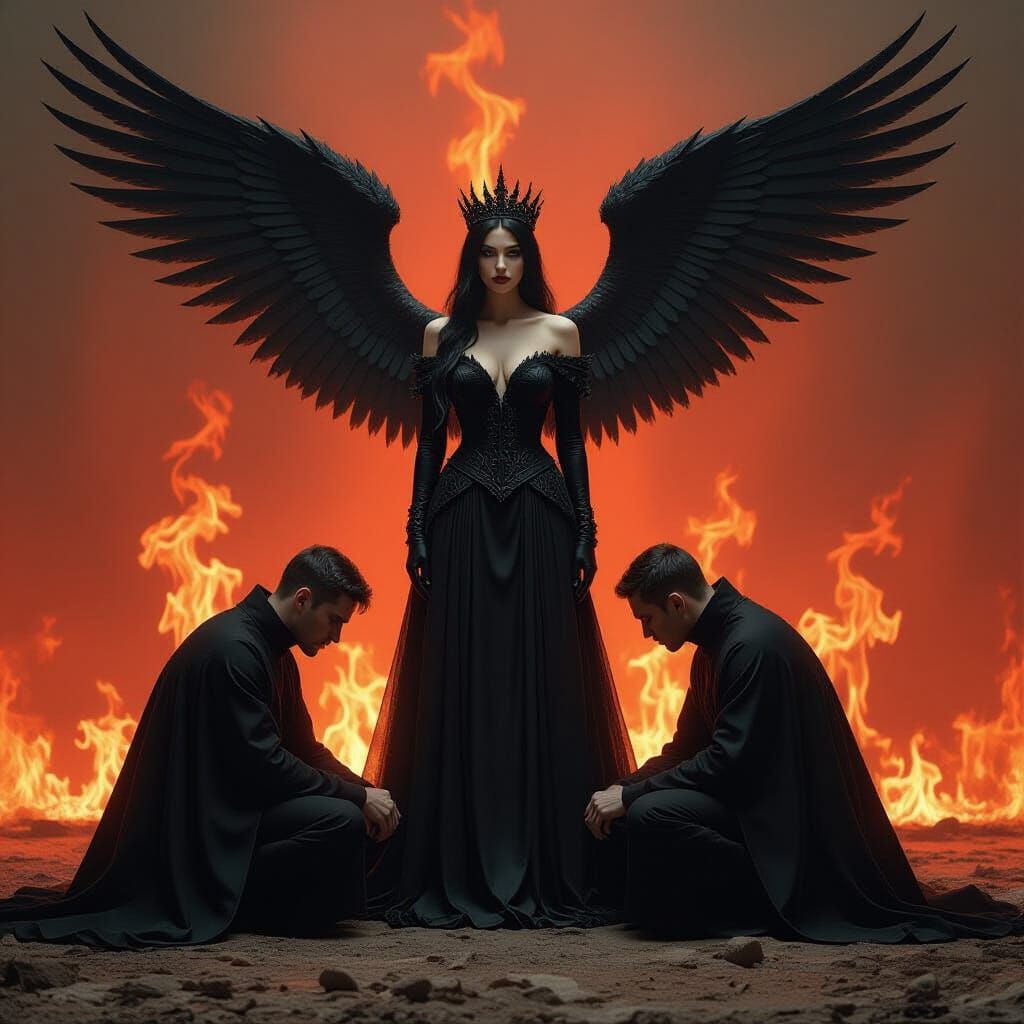 Queen of Darkness Enthroned in Infernal Realm