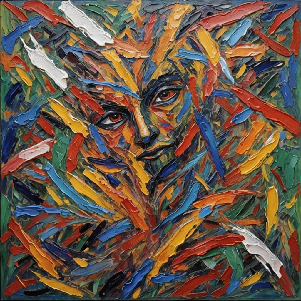 Colorful Expressionist Painting with Impasto Acrylic Texture