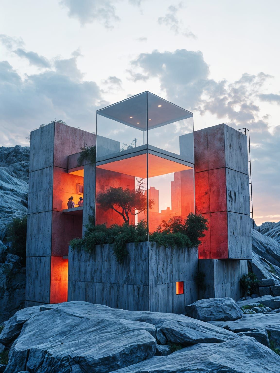 Surreal Cubist Cityscape Unravels into Geometric Cubes