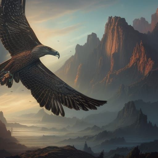 Detailed Hawk Matte Painting in Deep Color