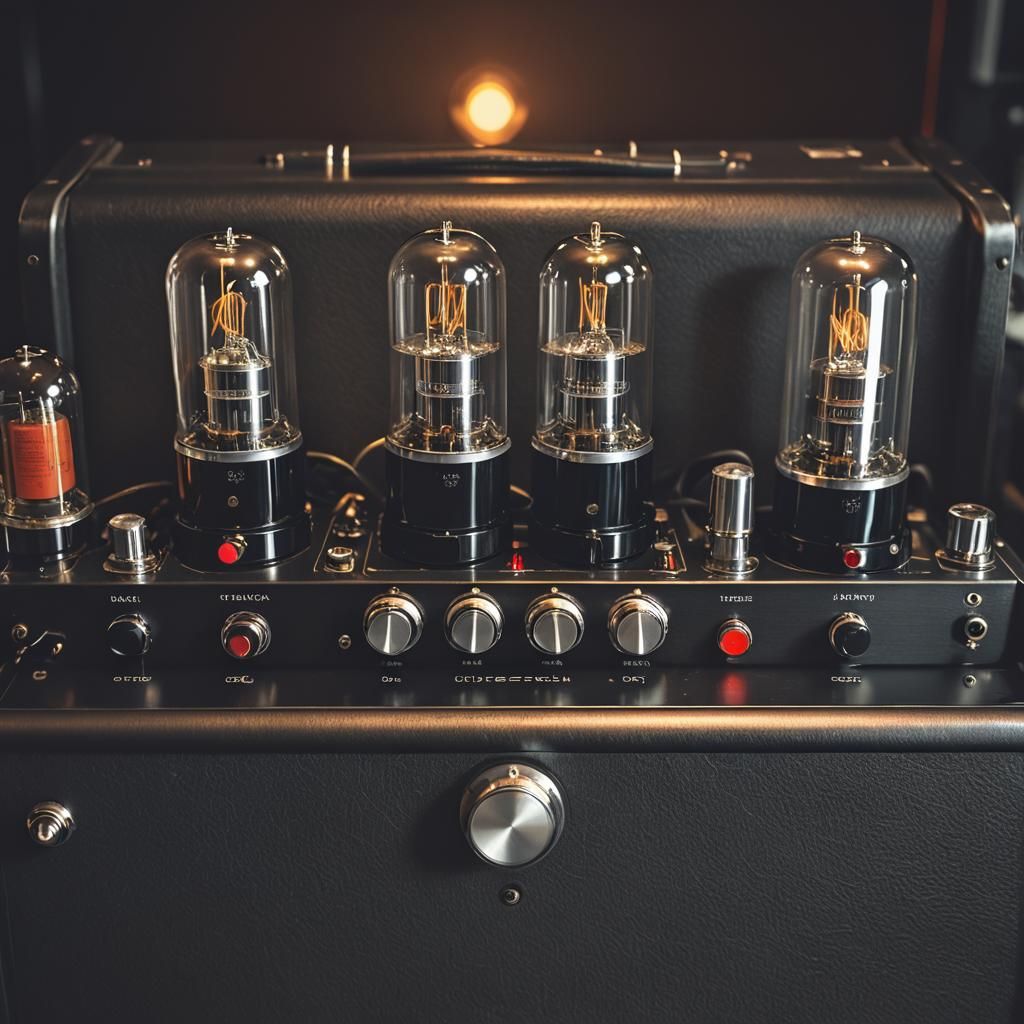 Vacuum Tube Guitar Amplifier with Glowing Tubes