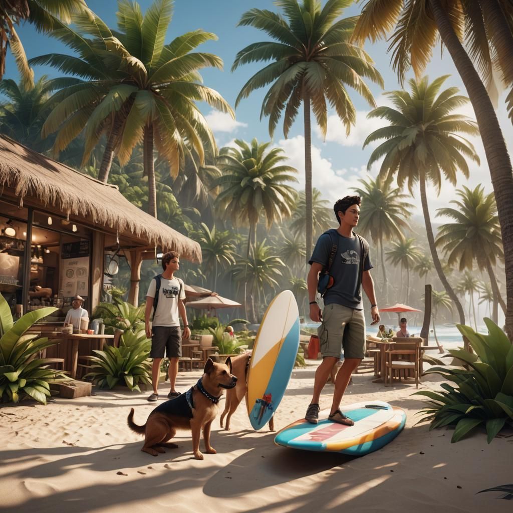 Boy and Dog on Luxury Island: 3D Game Cinematic