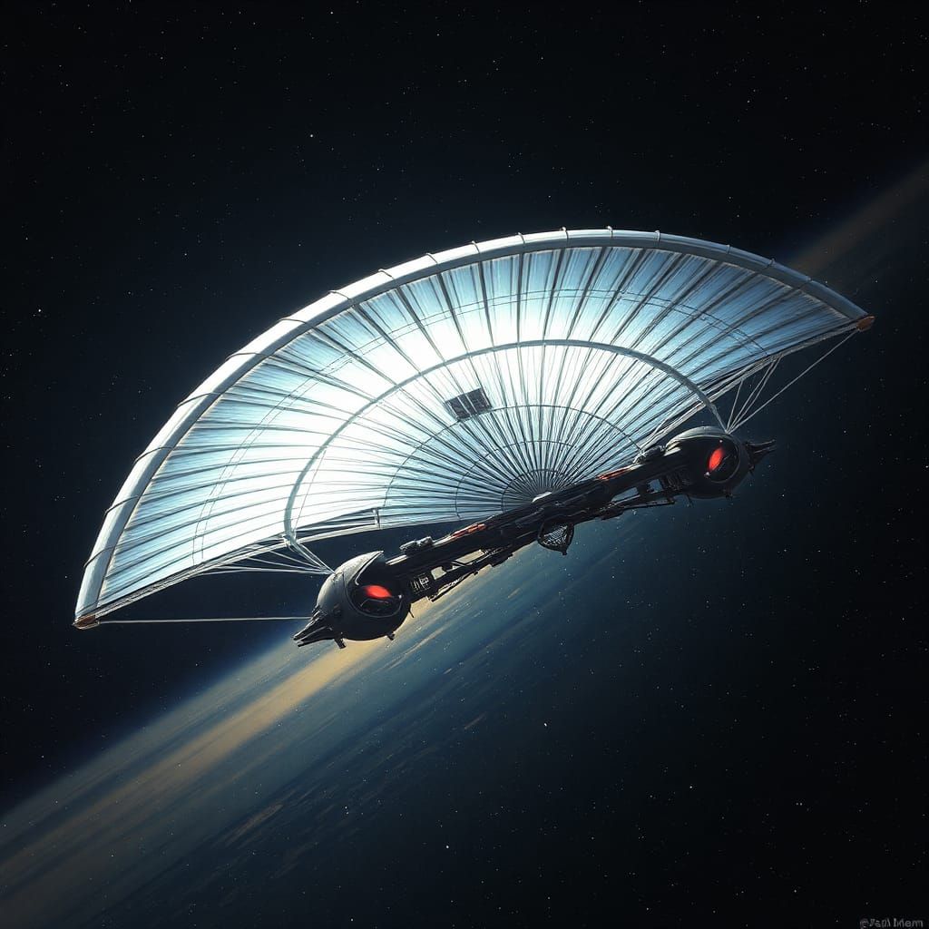 Spaceship, solar sail deployed