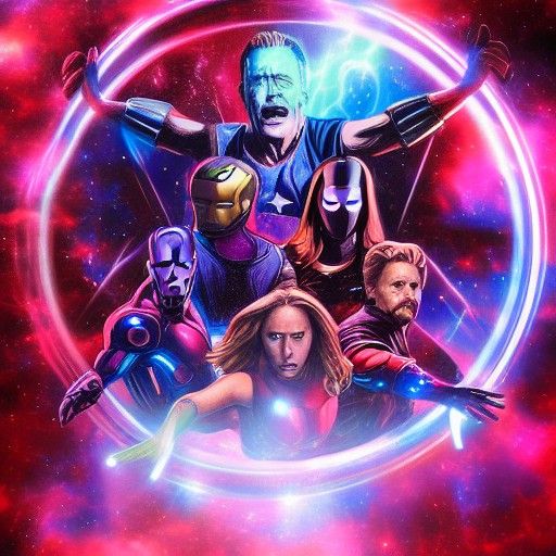 Avengers in Holographic Cosmic Astral Illustration