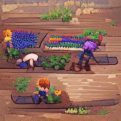Pixelated Garden Scene in Stardew Valley Style
